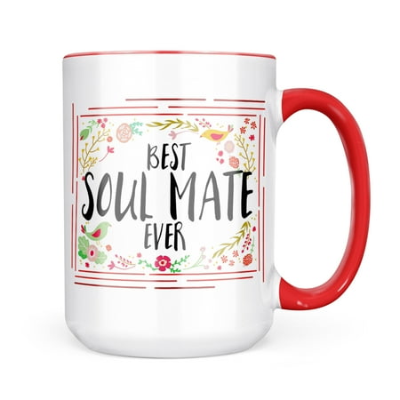 

Neonblond Happy Floral Border Soul Mate Mug gift for Coffee Tea lovers