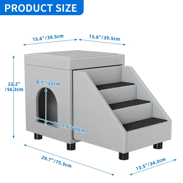 Dextrus 3 Steps Folding Pet Stairs Cat Stairs Dog Cat Ladder for High Beds Pet Step for Small Dogs and Cats Dog Ramp for Couch Sofa with Toy Storage