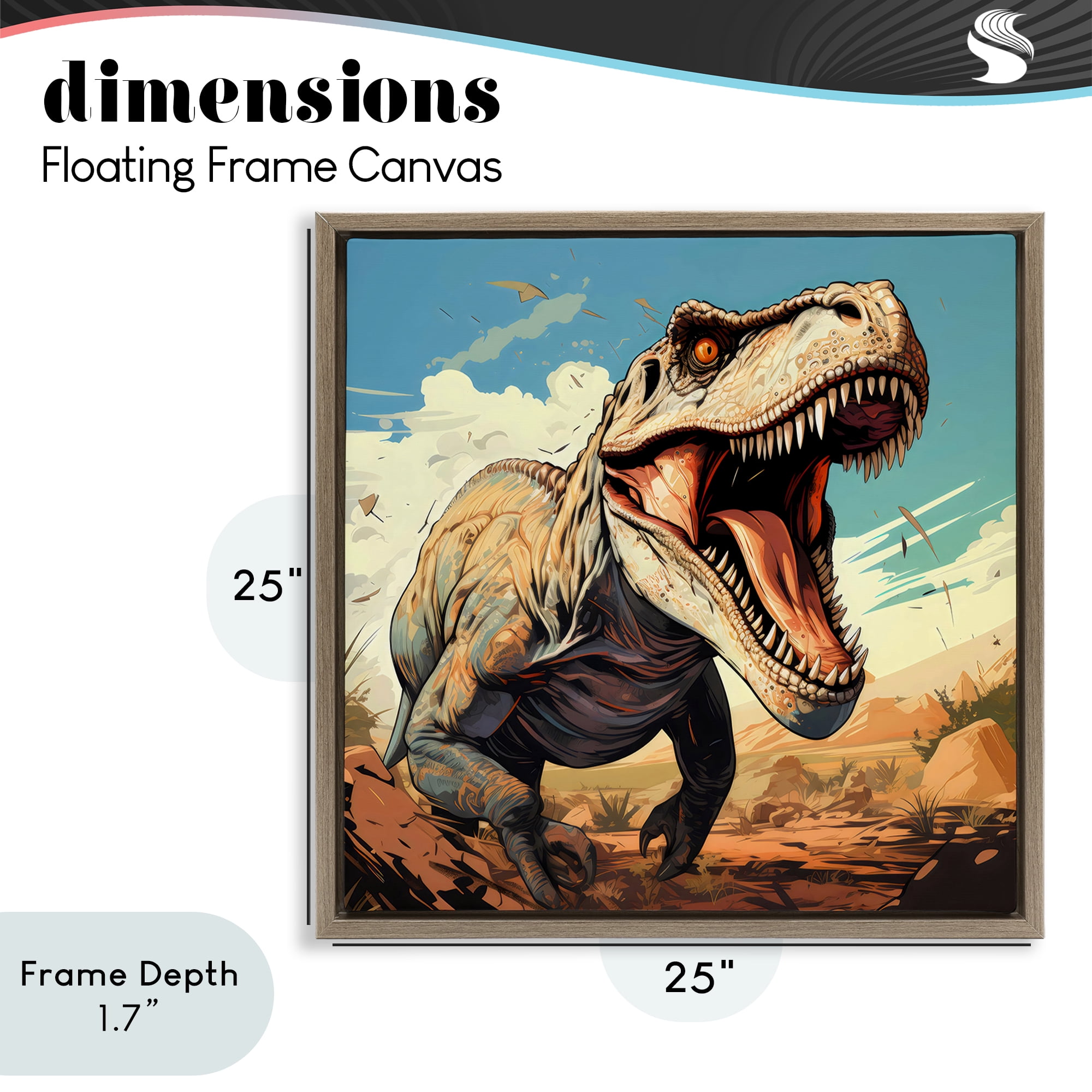 Stupell Industries Velociraptor Desert Sunset Brown Framed Floater Canvas Wall Art, design by Creative Studio