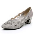 thumbnail image 5 of XIHAHA mujer Primavera Verano moda hueco cuero genuino bombas zapatos de mujer tacones tacón cuadrado malla señoras zapatos de oficina cristal, 5 of 5