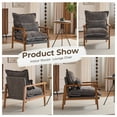 thumbnail image 4 of Zimtown Home Accent Chair Modern Chenille Solid Wood Armchair with Cushions and Lumbar Pillow, Metal Frame Ideal for Lounge Space, Gray, 4 of 10
