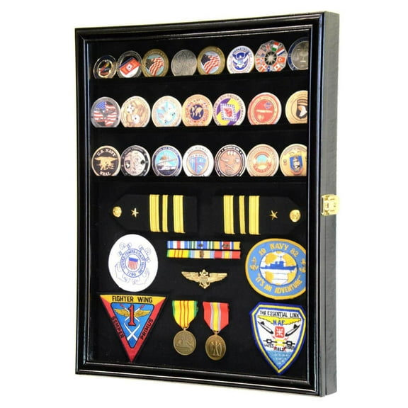 Challenge Coin / Medals / Pins / Badges / Ribbons / Insignia /Combo Display Case Cabinet