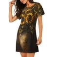 thumbnail image 2 of Lukts Bouquet de Tournesols Rustiques pour Femmes, Chemise de Nuit Ample à Manches Courtes, Pyjamas d'Été à Col Rond, Chemise de Nuit Vêtements de Maison, 2 of 6