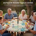 thumbnail image 3 of Round Outdoor Tablecloth with Umbrella Hole and Zipper, Teal Red Coastal Tablecloth with Elastic Waterproof, Summer Beach Nautical Sea Turtle Coral Starfish Patio Table Covers for 31" - 35" Tables, 3 of 9