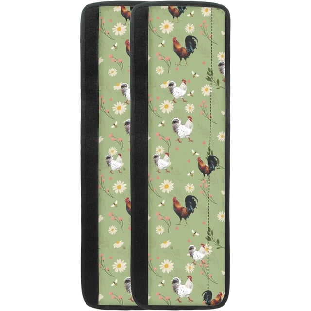 NETILGEN Refrigerator Door Handle Covers 2 Pieces, Kitchen Appliance Armrest Decoration Mat Non-Slip for Fridge Dishwasher Microwave Home Kitchen Decoration, Rooster Daisy Floral Green