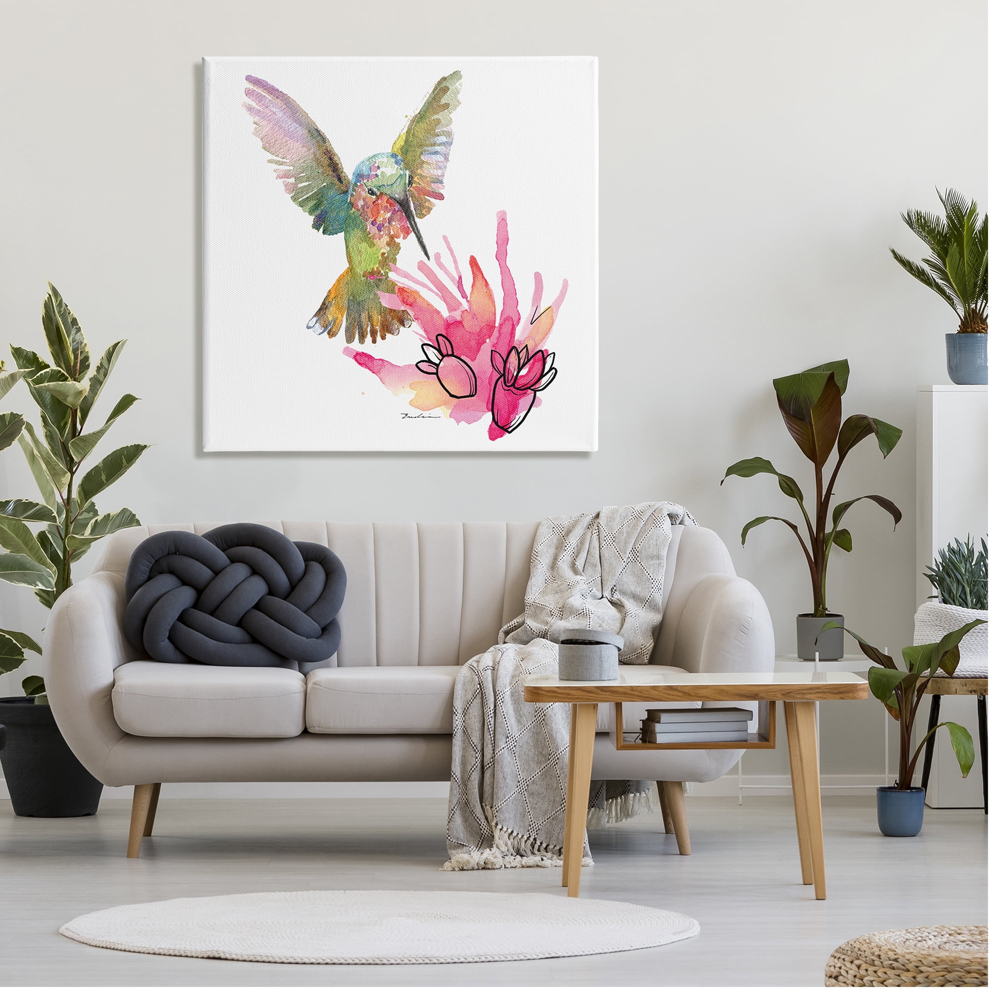 Stupell Industries Desert Hummingbird Watercolor Animals & Insects Painting Gallery Wrapped Canvas Art Print Wall Art, 36 x 36