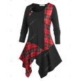 thumbnail image 2 of Camiseta a Cuadros Pañuelo Tamaño Plus Rosegal  Mangas largas de talla grande, 2 of 5