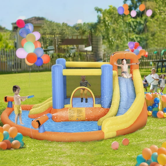 Outsunny 5-in-1 Kids Bounce House Inflatable Water Slide Jump Castle