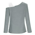 thumbnail image 4 of ClodeEU Women's Cut Out Cold Shoulder Tops,One Shoulder Sexy Long Sleeve T Shirts,Casual Trendy Outfits A-Gray,Womens Plus S, 4 of 6