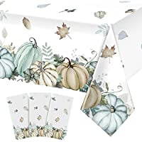 

3 Pcs Fall Thanksgiving Pumpkin Tablecloth Decorations Rustic Watercolor Autumn Pumpkins Vines Maple Eucalyptus Leaves Fall Harvest Table Cover for Autumn Thanksgiving Party Supplies 54 x