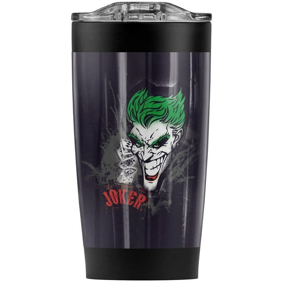 Batman Joker Sprays The City Small Stainless Steel Tumbler 20 oz Coffee Travel Mug/Cup, Vacuum Insulated & Double Wall with Leakproof Sliding Lid | Great for Hot Drinks and Cold Beverages