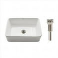 thumbnail image 1 of Kraus KCV-121-SN Rectangular Ceramic Vessel Bathroom Sink with Pop-Up Drain, White - Satin Nickel, 1 of 1