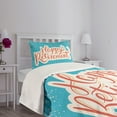 thumbnail image 5 of Ambesonne Blue Quilted Bedspread Set 2 Pcs, Happy Retirement, Twin Size, Coral White Sky Blue, 5 of 6