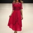 thumbnail image 2 of HNMKIU Plus Size Floral Print Chiffon Dress Short Sleeve Loose Fit for Evening and Daily Dresses for Women Red,S, 2 of 5