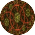 thumbnail image 1 of Ahgly Company Indoor Round Patterned Dark Bronze Brown Area Rugs, 4' Round, 1 of 6