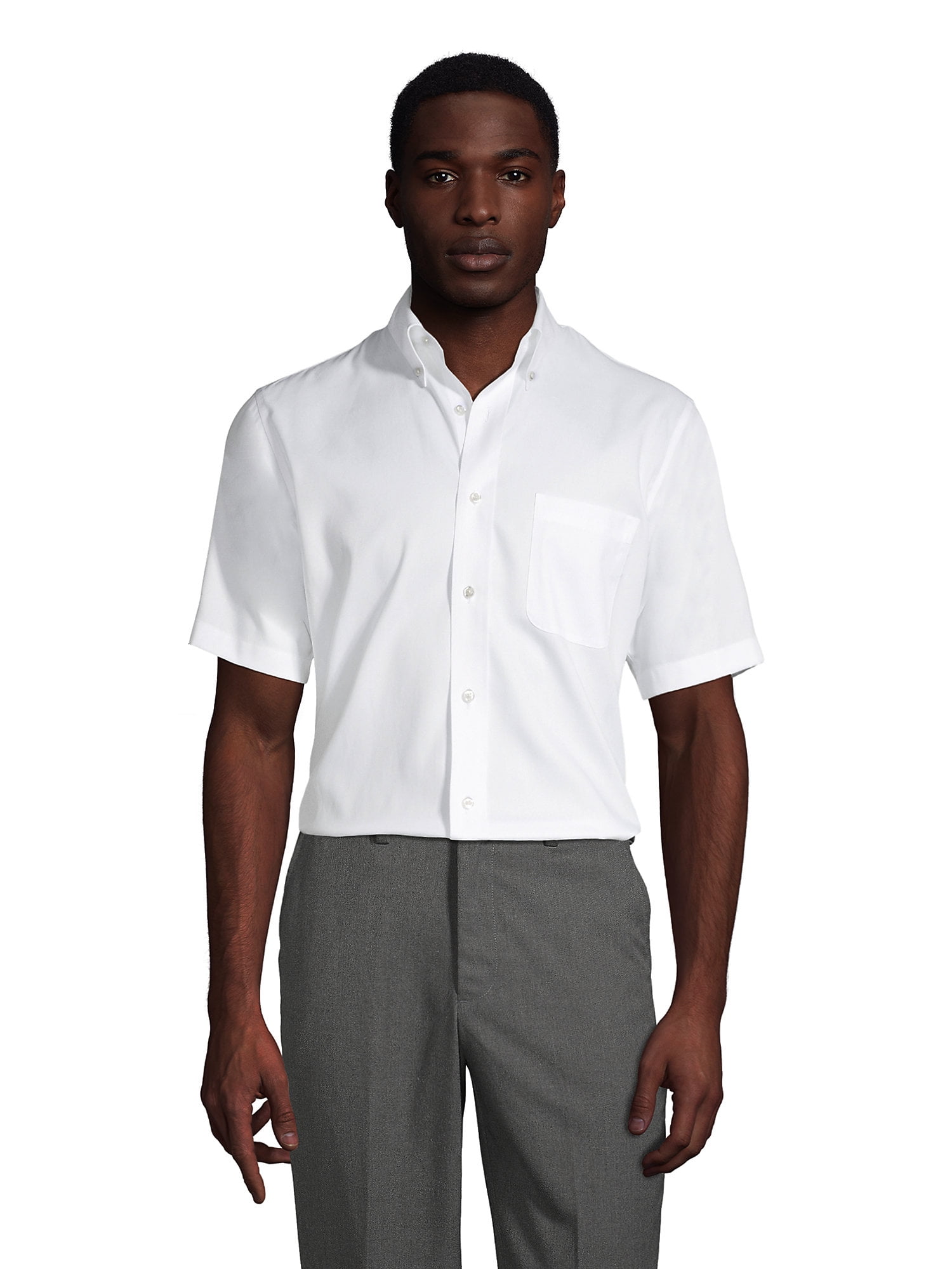 Lands' End School Uniform Men's Short Sleeve No Iron Pinpoint Dress