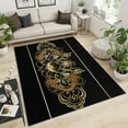 thumbnail image 2 of Black and Gold Flowers Rug, Vintage Luxury Rugs for Bedroom, Shed Resistant Non Slip Washable Carpet for Living Room Study Room Outdoor Camping Rug 5x8ft, 2 of 6
