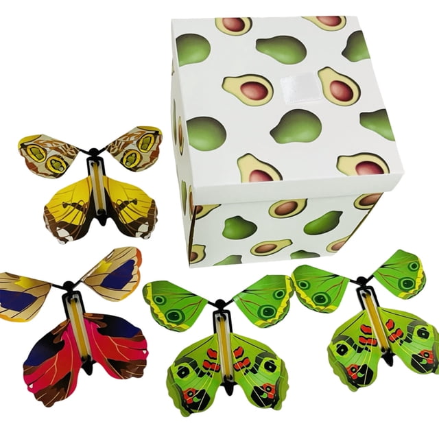 Qaailabf Polygonal Surprise Explosion Gift Box with Flying Butterflies - Unique Holiday Present Box with 2 Boxes, 4 Butterflies, 1 Lid, 1 Girdle - Memorable Special Occasion Gift Packaging