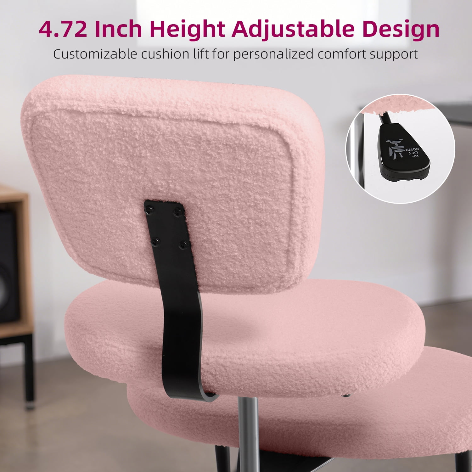 Waleaf Ergonomic Cross Legged Chair, 360° Swivel Height Adjustable Desk Chair with Wheels for ADHD,Teddy Fabric and Lumbar Support