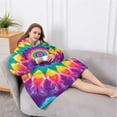 thumbnail image 5 of Oversized Wearable Blanket Hoodie,Rainbow Tie Dye Radial Pattern Sherpa Blanket Hoodie with Super Pockets,Super Warm Fuzzy Pullover for Women & Men, 5 of 6