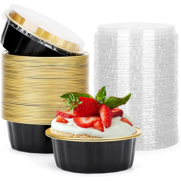 YQHWQ Suitable for party wedding birthday black individual black gold aluminum foil cup 8 ounces 50 pieces black gold aluminum foil cup
