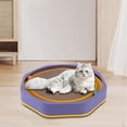 thumbnail image 1 of Tablero para rascar gatos, cama de cartón para gatos, protección de muebles redondos, cama para dormir con bola de voz de cartón, tablero para rascar Púrpura Fernando Rascador para gatos, 1 of 8