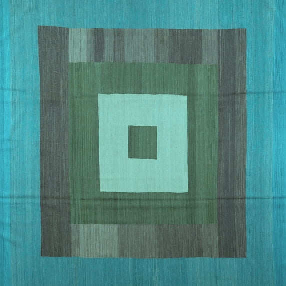 Ahgly Company Indoor Square Abstract Light Blue Contemporary Area Rugs, 6' Square