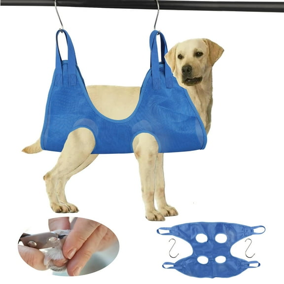 Pet Grooming Hammock, EEEkit Breathable Dog Hammock Restraint Bag with Hooks, Hanging Pet Grooming Helper for Bathing, Nail Cutting, Ear Eye Care (S, Blue)