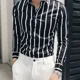 thumbnail image 3 of Camisas de hombre de manga larga de negocios a rayas camisa de hombre de alta calidad de lujo original con mangas estilo coreano venta Slim Fit Social, 3 of 5