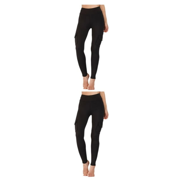 Qarigey Pantalones cortos de Yoga ajustados de cintura alta, pantalones deportivos, mallas deportivas de melocotón, ropa de gimnasio al aire Negro METRO 2Conjunto