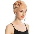 thumbnail image 5 of Dalrosia Women Turban Beanie Hat with Flower Chemo Headwear Elastic Head Wrap Cap, 5 of 7