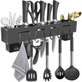 thumbnail image 1 of Kitchen Storage Shelf Knife Holder Cooking Utensils Racks With 8 Sliding Hooks Wall-mounted Knife Organizer Storage Rack, 1 of 5