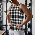 thumbnail image 5 of Gukieu White And Black Plaid Print Men's Quick Dry Fitness Vest, Round Neck Sleeveless Fitness Bodybuilding Top-Large, 5 of 7
