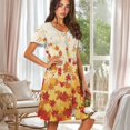 thumbnail image 2 of Yuyamidu Fall Maple Leaves Ladies' Sleepshirt Nightgown Short Sleeve Button Down Lightweight Summer Sleep Dress Crew Neck Knee Length Breathable Fabric Nightgowns, 2 of 7