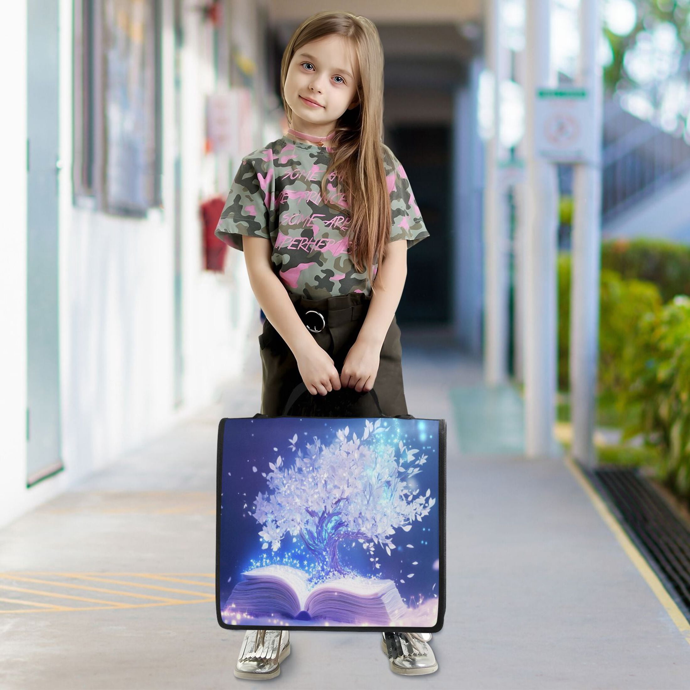 YAZAOO Zipper Binder trapper keeper Documents Organized Design Magical Book White Tree Printed