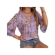 thumbnail image 4 of SAYOO Tops casuales para mujer, estampado floral, manga 3/4, cuello en V, ahuecado, patchwork, tops sueltos SAYOO casual, 4 of 7