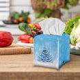 thumbnail image 5 of POLERO Stylish Tissue Box Holder Blue Christmas Tree Square Tissue Cube Cover Leather Facial Organizer for Bathroom, Tabletop, Car, Night Stands, Office, Home, Kitchen, 5.1''X5.1''X5.5'', 5 of 7
