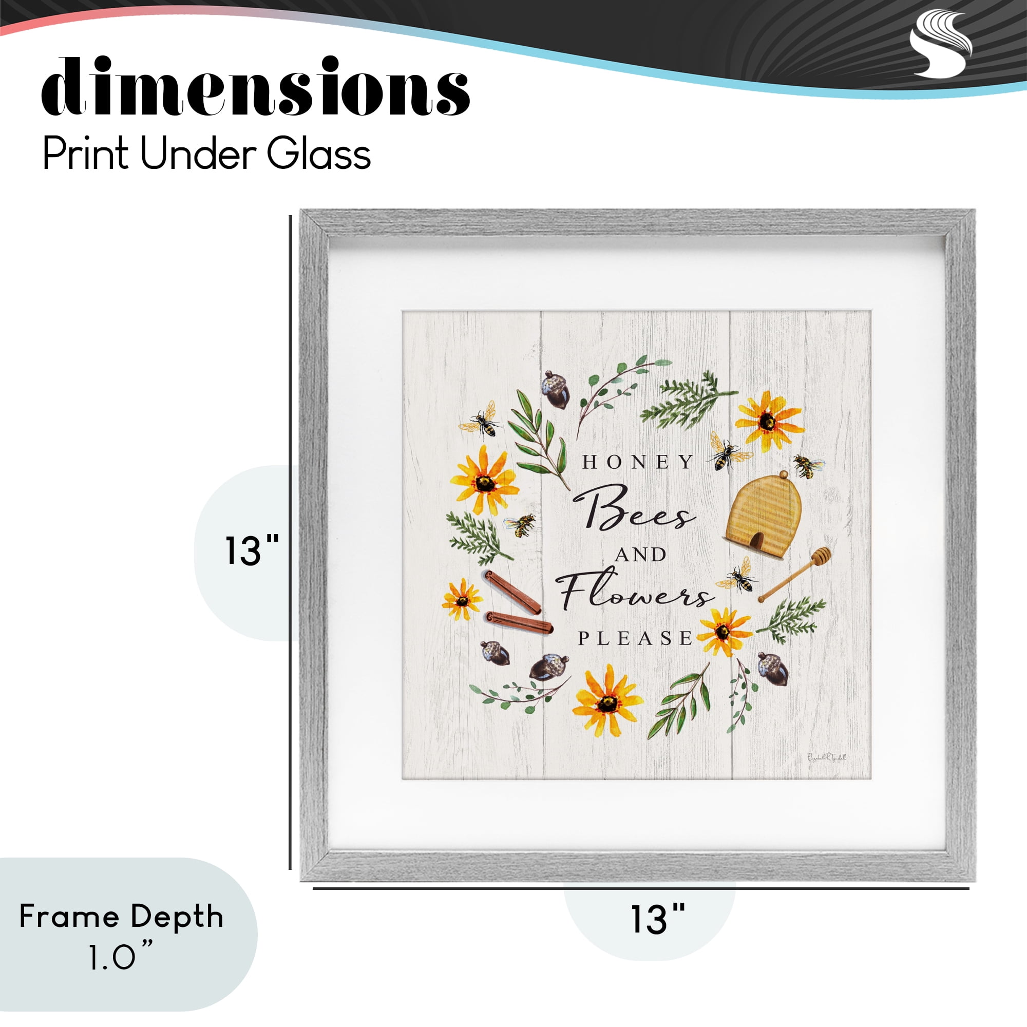 Stupell Industries Country Cottage Wreath & Quote Gray Framed Print Under Glass, design by Elizabeth Tyndall