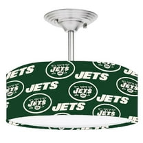888 Cool Fans DR-0001370 Jets NFL Football 2-Light Brushed Nickel Drum LED Lamp Fixture