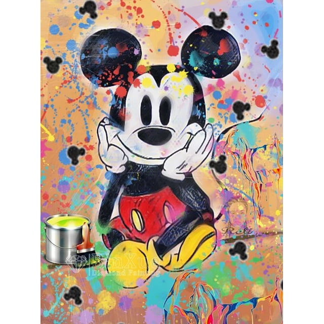 Kit de pintura de diamantes de polvo de Disney, grafiti colorido, Mickey, Hada, dibujos animados, imagen de moda, punto de cruz, hecho a mano, arte de diamantes de imitación DIY