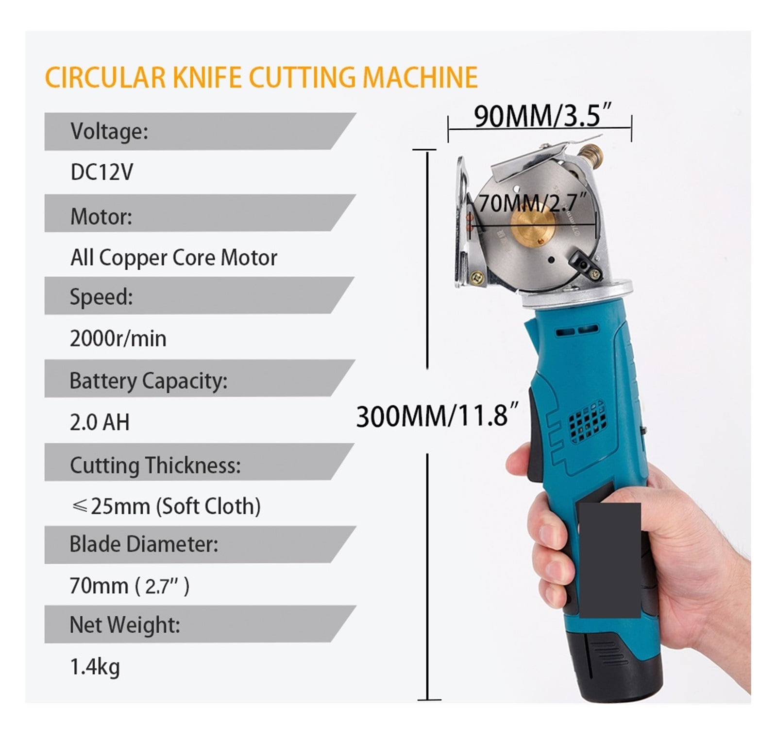 Electric Round Scissors Cloth Cutter Fabric Knife Shear Cutting DIY Apparel Sewing Power Tool ,Sharp & Durable