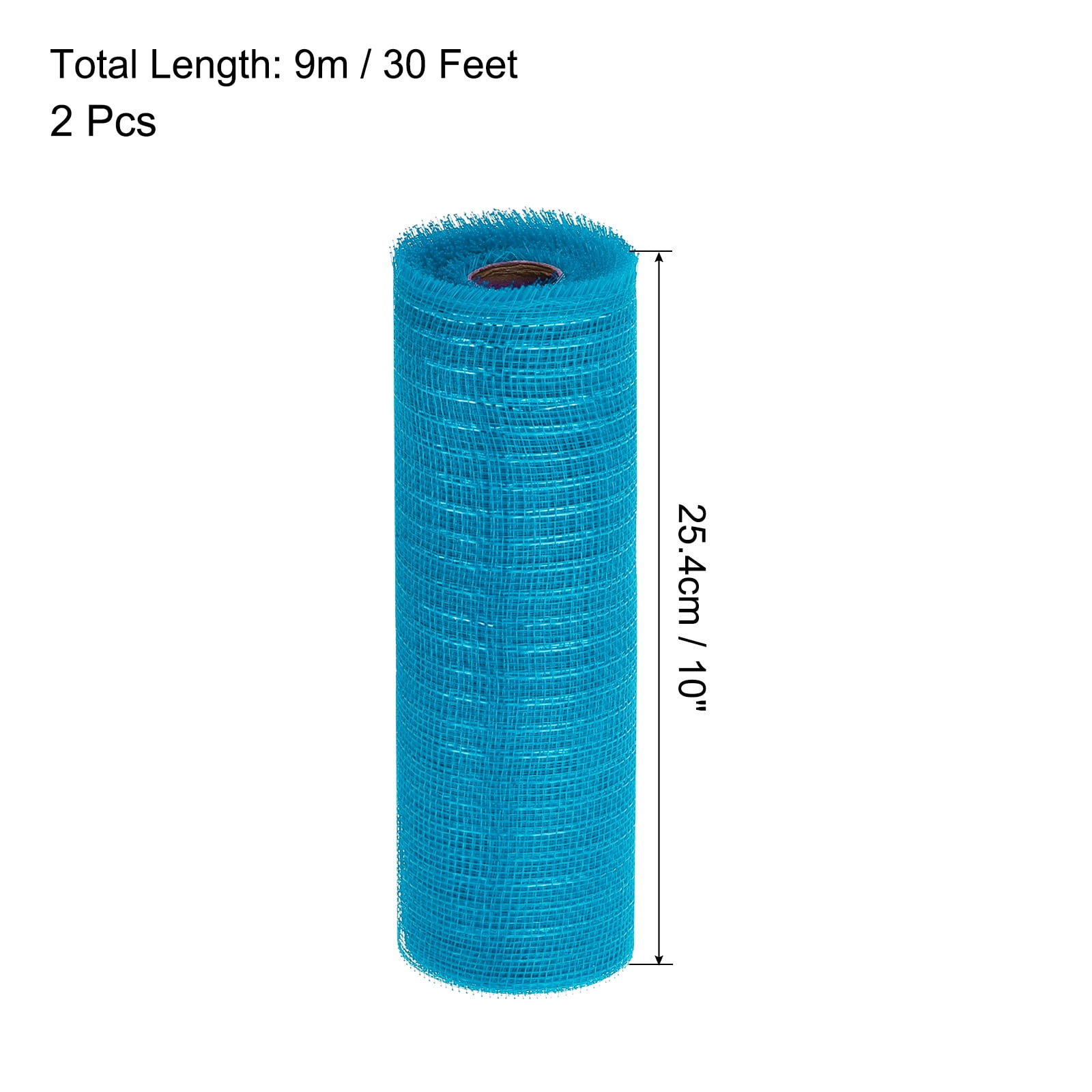 Uxcell 2 Pcs 10" x 30Feet PP Decorative Mesh Ribbon, Blue with Blue Foil