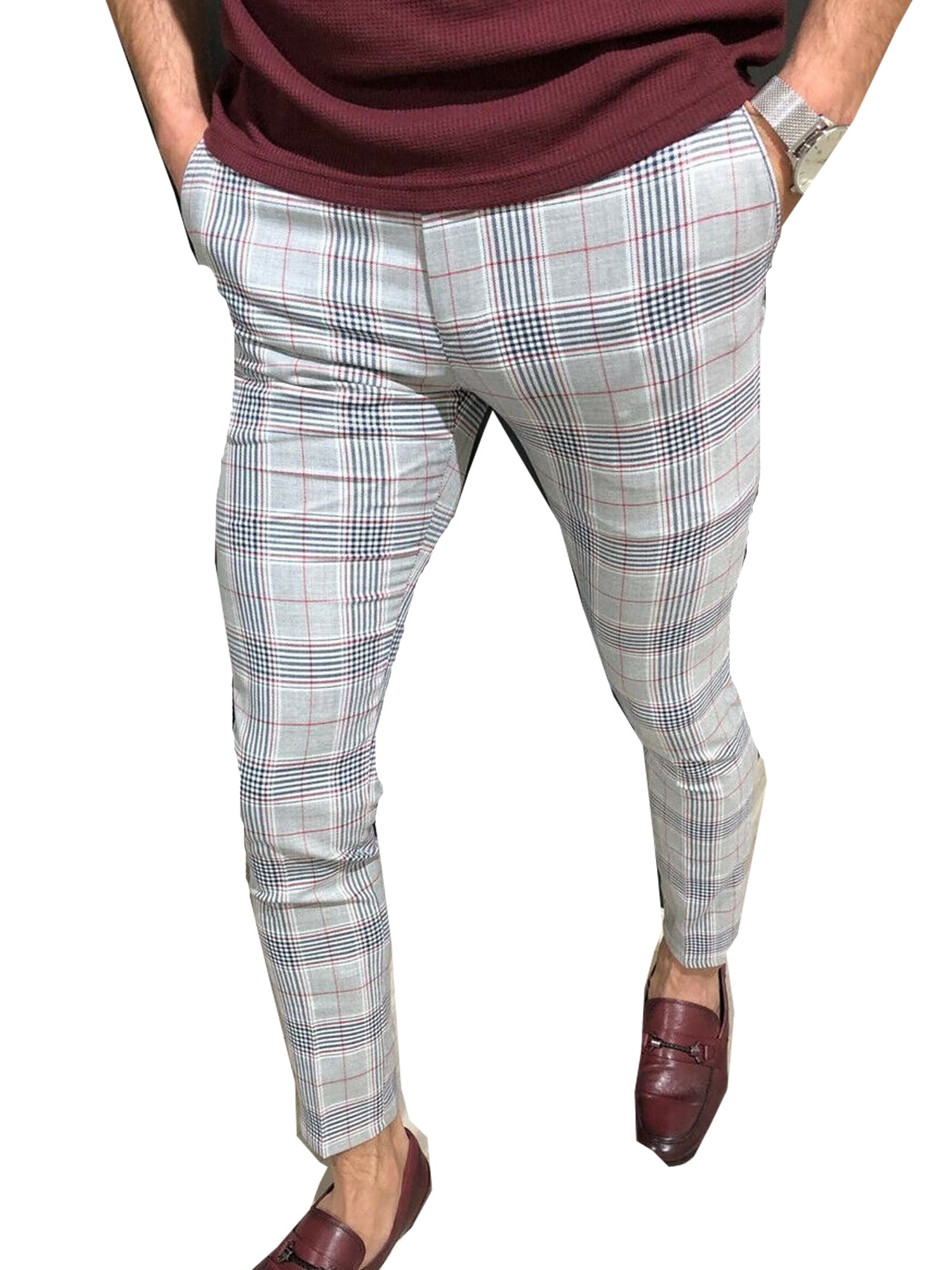 tartan slim fit trousers