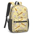 thumbnail image 2 of Baseballs and Crossed Bats Pale Yellow 17" Waterproof Oxford School Backpacks for Teens, S-Shape Padded Straps, for School, Travel, Hiking, Camping, 2 of 5