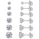 thumbnail image 1 of Aretes GOGOEY 6 Pares 3-8mm CZ Acero Inoxidable, 1 of 8