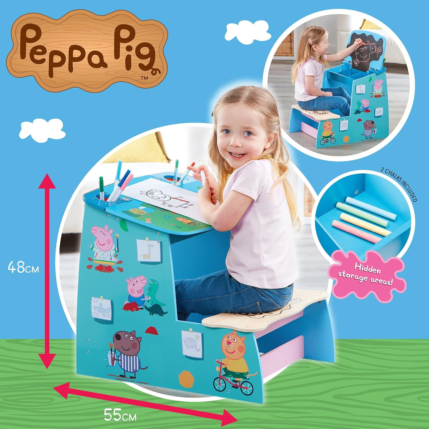 Peppa Pig, Kids Activity Table and Chair Set, Blue - Walmart.com