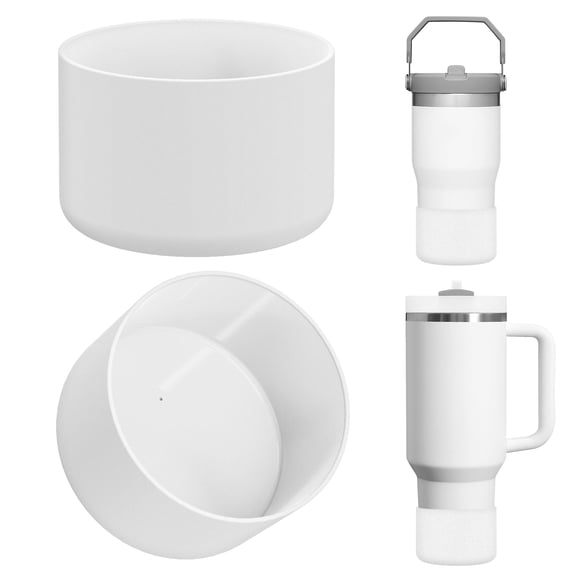 Linkidea 2 Pack Water Bottle Boot Compatible with Stanley Quencher H2.0 20oz/30oz/40oz, IceFlow Flip 20oz/30oz Tumbler, Silicone Bottle Bottom Sleeve Cover Bumper Protector (White)