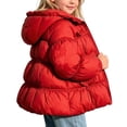 thumbnail image 4 of Dnhxils Girls Jacket Winter Lightweight Puffer Coat Toddlers Trendy Hooded Zip Up Jacket Kids Winter Warm Clothes Red 7-8 Years, 4 of 5
