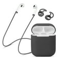 thumbnail image 1 of Silicone Protective Case for Apple AirPods - 4 in 1 Shock Resistant Skin Cover Airpod Accessories Kit Set with Anti Lost Straps, Ear Hooks Sports Fin & EVA Storage Case (Gray), 1 of 7