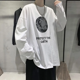 thumbnail image 3 of Camiseta de hombre con mangas, estilo moderno, holgada, capa base, estilo Hong Kong, marca de moda, versión coreana, ropa versátil para estudiantes, 3 of 5